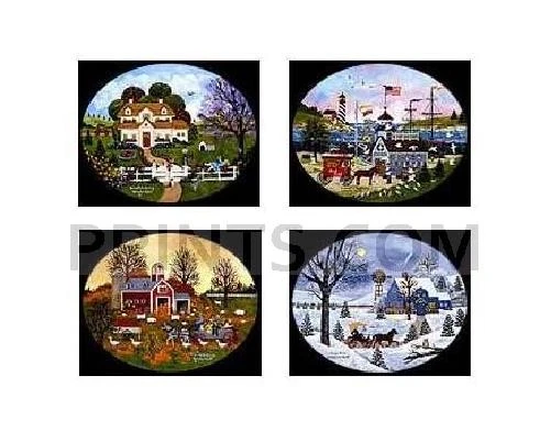 Jane Wooster Scott 四季椭圆形套房艺术家精制 4 件印花套装 — 第 1/1 张图片