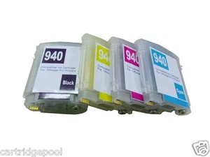 4 Refillable Pigment ink cartridge with chip HP 940 XL 8500a Plus 8500A Premium - Picture 1 of 1