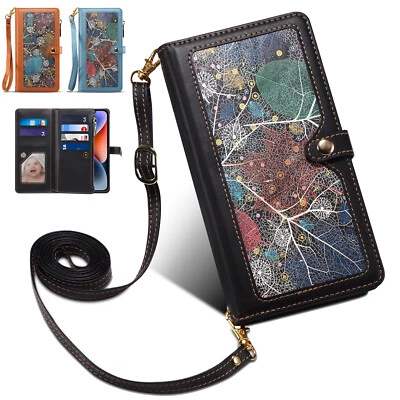 Funda tipo billetera retro para teléfono Samsung Galaxy S24 S23 Ultra S22+ con correa bandolera Foto 1 de 4