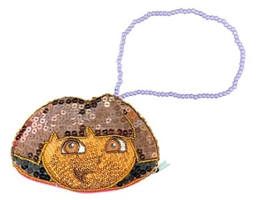 Girls Dora The Explorer Brown Beaded Sequin Coin Purse Wristlet Wallet - Picture 1 of 2