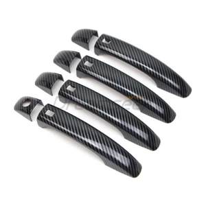 Carbon Fiber Style Door Handle Cover For Audi A4 Q5 Q3 2012-18 W/ Smart Key 4Pcs - Picture 1 of 9