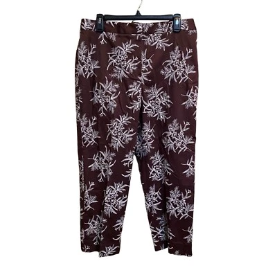 Jones NY Cotton Stretch Cropped Brown Embroidered Pants Womens Size 12 NWT - Image 1 of 4