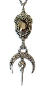 Gothic Raven Crow Skull Crescent Moon Goddess Victorian Necklace Pendant Goth - Picture 1 of 44