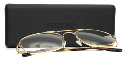 Anteojos de borde completo de aviador dorados para hombre Flexon H6060 710 58-19-150 B:45 Foto 1 de 4