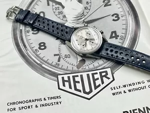 8 VENDUTI! Cinturino orologio rally Heuer Carrera blu testurizzato anni 60 18mm ha fibbia Heuer - Foto 1 di 10
