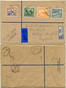 CYPRUS 1938 FIRST DAY COVER 4 Values REGISTERED FDC LIMASSOL FAMAGUSTA EGYPT - Bild 1 von 3