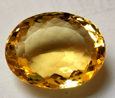 Large Yellow Citrine 101.95 Ct. Oval Cut Faceted Loose Gemstone Gift For Women - Image 1 of 4