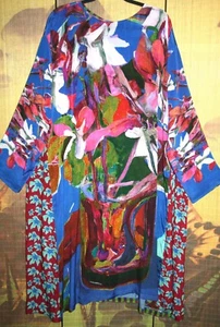 YAVI L Stunning 'Vase Story' Long Dress 58"CH Colourful Art-To-Wear Floral BNWT - Picture 1 of 13