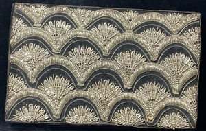 Vintage black velour handbag/clutch/purse with silver wire embroidered - Picture 1 of 9