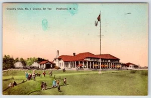 1956 PINEHURST NC COUNTRY CLUB #1 GOLF 1st TEE HAND-COLORED ALBERTYPE POSTCARD - Picture 1 of 2