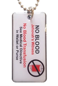 Jehovah's Witness No Blood Transfusion Epoxy Coated Necklace w/Chain - Picture 1 of 2