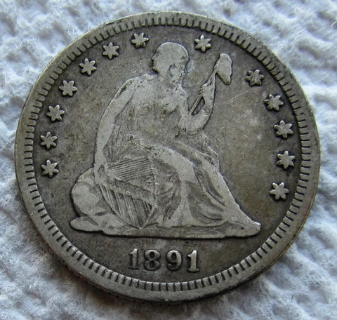1891 Seated Liberty Silver Quarter Rare Last Year Philadelphia Mint High Grade Cover