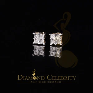 0.05ct Diamond Stud Earrings For Women Yellow 925 Silver Stud For Men - Picture 1 of 12
