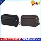Retro Men PU Belt Bag Double-layer Running Waist Bag Zipper Fitness Belt Pack