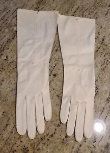 New! Vintage Women's Size S Beige Cotton Formal 14" Long Gloves Peekaboo - Picture 1 of 19