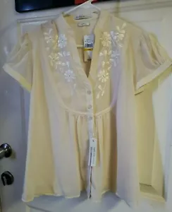 Van Heusen Studio Women's Blouse Embroidery, XSmall, Ivory, NEW!! - Picture 1 of 9