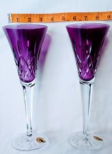 2 WATERFORD CRYSTAL LISMORE AMETHYST CHAMPAGNE TOASTING FLUTES