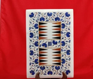 Mosaico de incrustación de mesa de backgammon de juego de centro de café de mármol de 20"X16" - Imagen 1 de 3