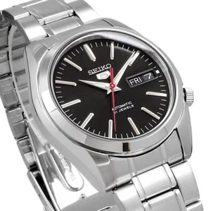 Reloj para hombre Seiko 5 automático esfera negra acero inoxidable SNKL45K1 RRP 199 £ - Imagen 1 de 5
