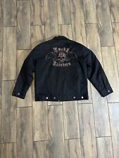 Vintage Lucky 13 Shirt Jacket Skeleton Wings Embroidered  Size M