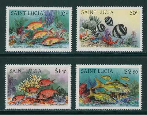 St. Lucia Scott #612-615 MNH Coral Reef Fish FAUNA CV$3+ 395994 Cover