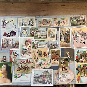 Old Advertising Cards Lot Of 28 Mixed Lot Mostly 1800’s - Picture 1 of 15