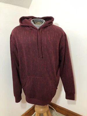 Pullover Highland Outfitters Para Hombres Grande Tejido con Capucha Granate Negro Bolsa Bolsillo Foto 1 de 4