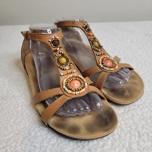 Minnetonka Damen-Riemchensandalen Größe 9 Boho verziert Gladiator Leder - Bild 1 von 10