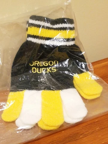Oregon Ducks Knit Stretch Gloves Pair NCAA Team Colors FOCO Forever Collectibles Cover