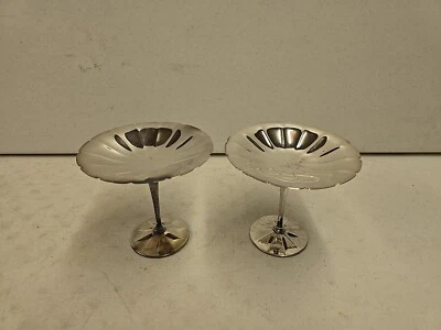 Par de compotas antiguas de placa de plata con monturas de punto de pareja EPNS 1422 Wm Foto 1 de 4