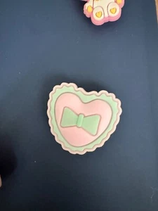 Pink Heart with mint bow Shoe Charm FOR CROCS - Picture 1 of 1