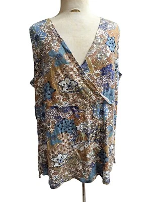 WHITE STAG Printed Sleeveless Top Womens 3X Embellished Blouse Paisley Beach NWT - Image 1 of 4
