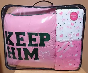 Juicy Couture Reversible "DUMP HIM/KEEP HIM" 6 piece TWIN Comforter Bed Set - Picture 1 of 5
