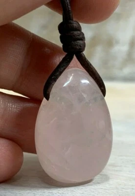 Rose Quartz Gemstone Necklace Mens Rustic Pendant Crystal Healing Jewelry  - Image 1 of 4