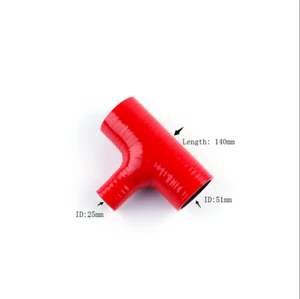 T-sharp Hose, length: 5.5'', ID : 2'' , T - ID 1'' , Silicone Coupler Pipe Red - Picture 1 of 8