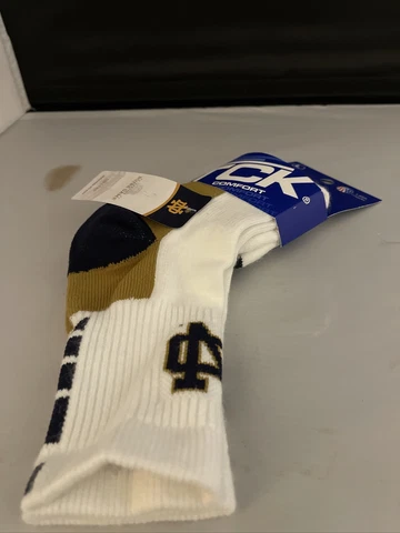 Notre Dame Fighting Irish TCK Victory Crew White Blue Gold Made USA NWT Cover