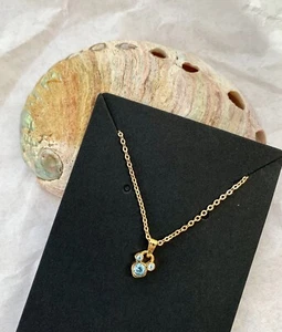 Crystal Disney Necklace Mickey Head Gold Tone 18” March Birthstone - Picture 1 of 8