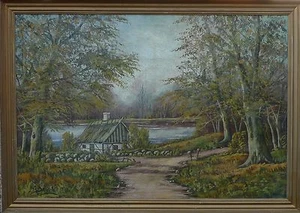 UNBEKANNTER IMPRESSIONIST -SONNIGE HERBSTLANDSCHAFT  -ÖLGEMÄLDE >108x76,5cm - Picture 1 of 12