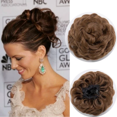 100% Natural Drawstring Bun Hair Piece Scrunchie Hair Extensions as Human Brown - Image 1 of 4