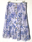 Mlle Gabrielle Women's Boho Skirt Lavender W/ Paisley & Blue Flowers Size L
