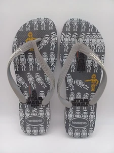 New HAVAIANAS Star Wars Flip Flops Mens Size 11/12M Gray Sandals Storm Troopers - Picture 1 of 4
