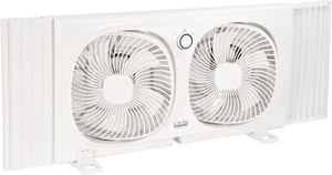 Living Comfort Twin Window Fan with Individually 180 Degree Rotating Fan Heads - Picture 1 of 7