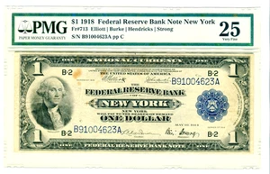 1918 $1 FRBN New York FR#713 PCGS Very Fine 25 #B91004623A - Picture 1 of 2