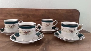 Noritake Keltcraft Ireland Pursuit Hunt Scene 8 Pc Cups & Saucers 9170 - Picture 1 of 7