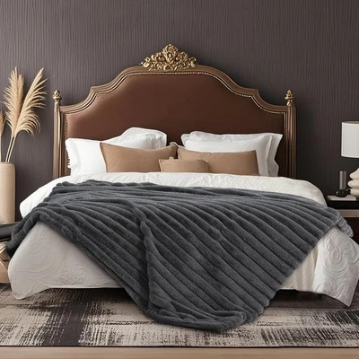 Faux Fur Throw Blanket for Couch, Ultra Cozy Fuzzy Fluffy Fur Luxurious Soft ... - Image 1 of 4