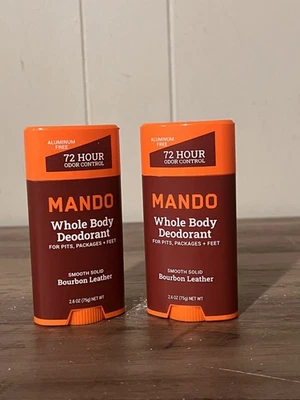 Mando Whole Body Deodorant - Smooth Solid - Bourbon Leather 2.6oz 2 PACK!!! - Image 1 of 2