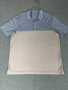 Men’s Vineyard Vines Striped Polo Size Large Casual Golf Stretch Blue Pink - Picture 1 of 6