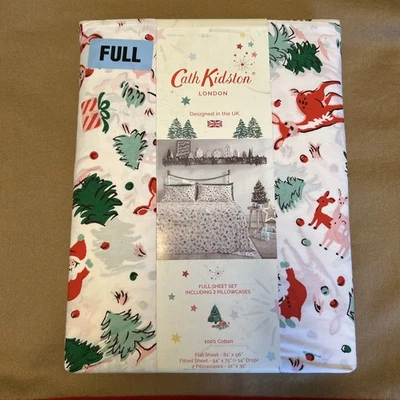 Рождественский полный комплект простыней Cath Kidston из 4 предметов Ditsy Deer Pink London 100% хлопок - Изображение 1 из 4