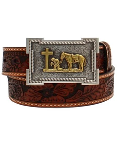 3D Boys' Floral Tooled Western Belt - D120001808 - Picture 1 of 7