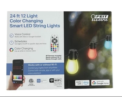 Feit Electric Smart LED String 12 Lights Color Changing - Multicolored 24ft - Image 1 of 4